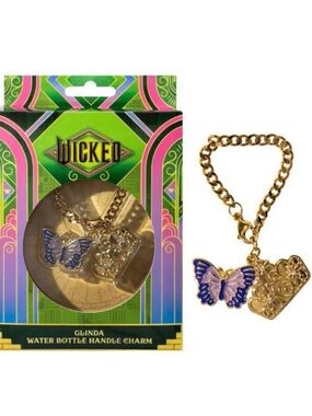 Wicked Glinda Gold Bottle Handle Charm with Purple Butterfly